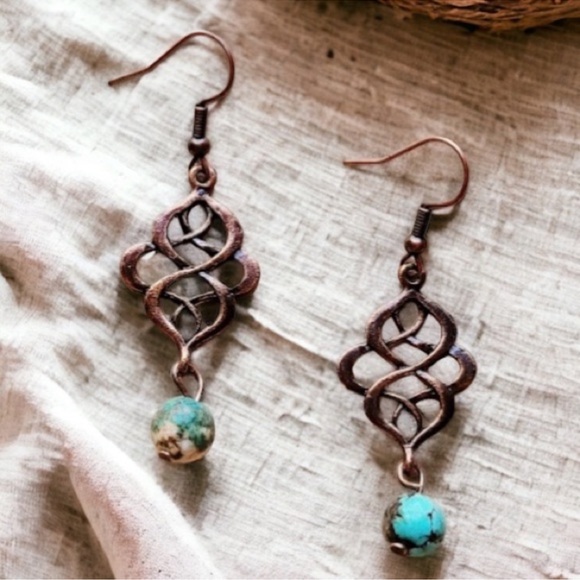 (36)🤎LAST1️⃣🤎New Bohemian Style Copper Scroll Drop Dangle Earrings🤎 - Picture 5 of 5